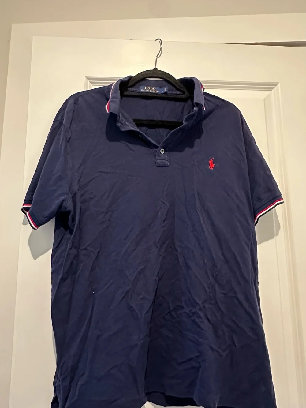 Ralph Lauren Navy Polo with Red Logo and Trim